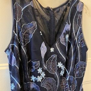 R & M Richards size 12 dress, full length, formal. Blue embroidery & sequins.